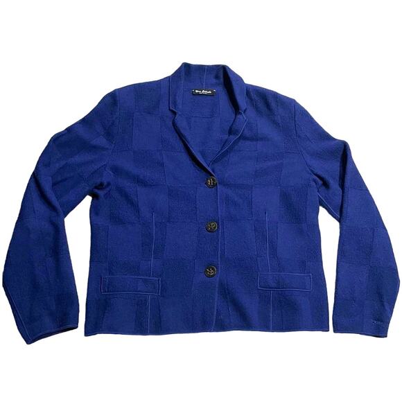 Nino Colombo Cardigan Sweater Womens Sz 42 (US S/M) Blue Italy 100% Merino Wool - Picture 1 of 10